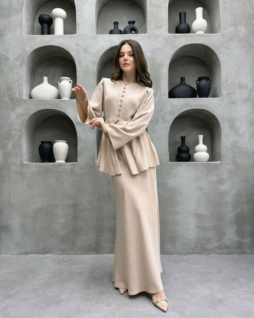 Women's 2026 Autumn Two-Piece Set: Elegant Solid Cardigan & Socialite Dress
