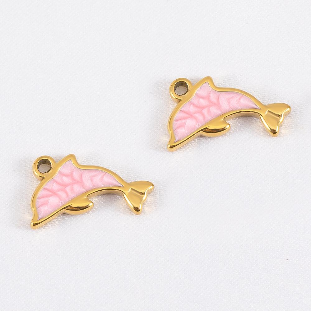 2pcs 6pcs 10pcs Stainless Steel Pendant Enamel Dolphin Charms for DIY Bracelet Jewelry Making Necklce Keychain Pendants Earrings