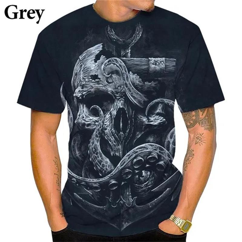 Maritimt anker 3D-trykk T-skjorte Oversize Menn Kvinner Vintage Kortermet Casual T-skjorter Sommer Allsidig O-hals Streetwear Unisex