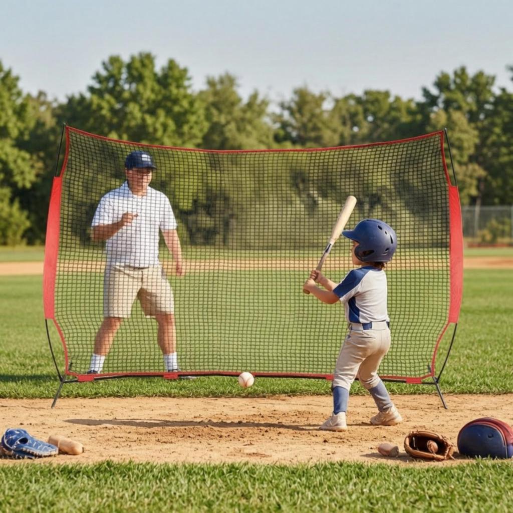 Baseball Pitching Screen Reinforced Net Batting for, Coaches, Backyard,