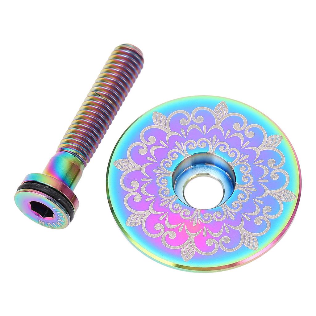 Bike Headset Cover Alloy 28.6mm Front Fork Stem Top Cap for Mountain Road Bike Totem Pattern