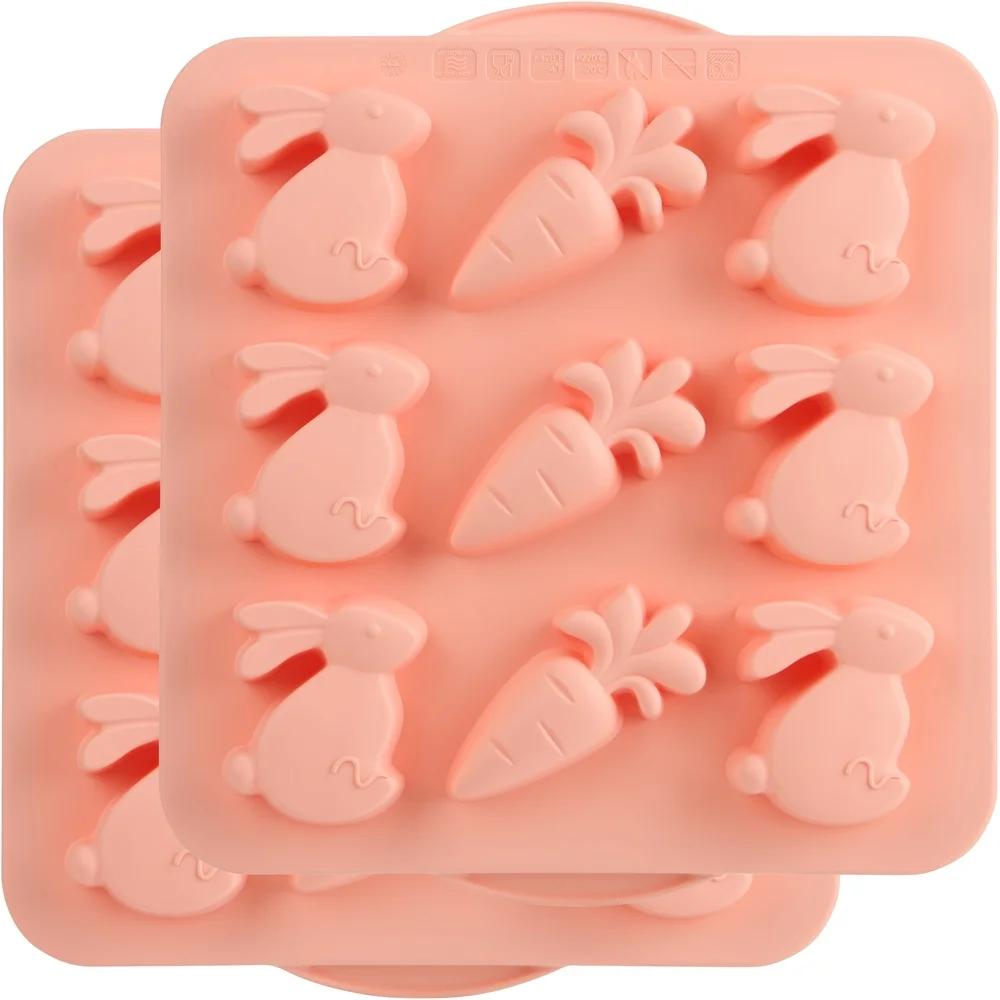 Pink Easter Muffin Pan Sturdy Structured Silicone 9 Count Mold 2 Pack