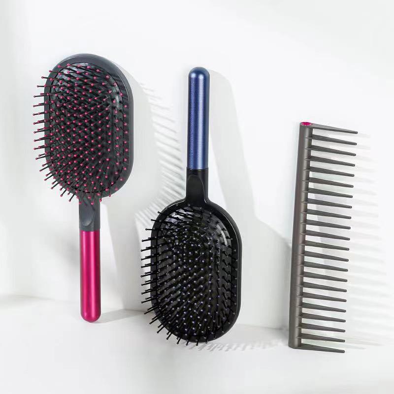 Douyin Anti-Static Fluffy Hair Cushion Comb Set: Girls' Massage & Air Cushion Comb, 2 Pieces.
