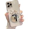 Compatible with iPhone Case,Glitter Diamond Mirror Makeup Bling Flower Floral Electroplated Bumper Camera Lens Protection Soft Shockproof Cover Phone