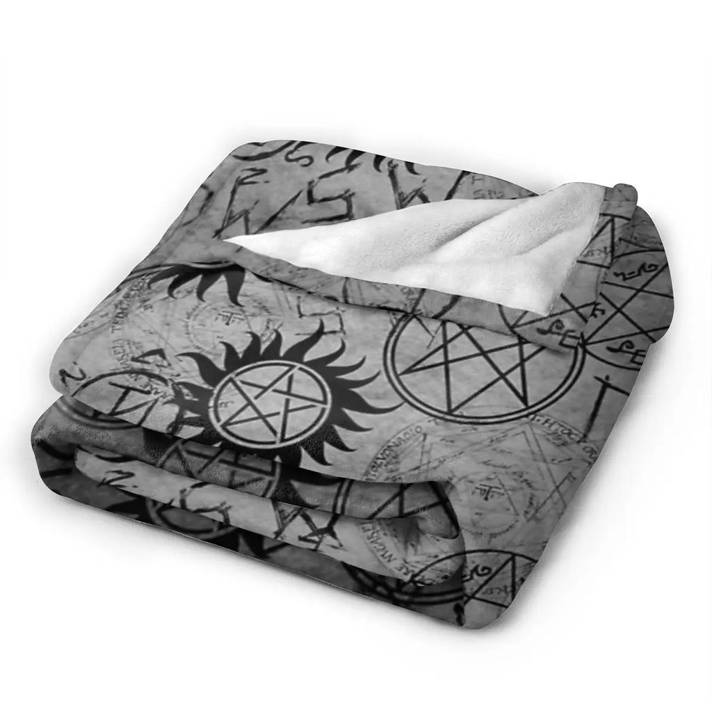 Supernatural Grey Blankets Soft Warm Flannel Throw Blanket Plush for Bed Living Room Picnic Travel Home Couch