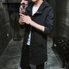 Spring Men Waterproof Windbreaker Hooded Jacket Casual Loose Comfortable Parka Solid Color Trend Coat Long