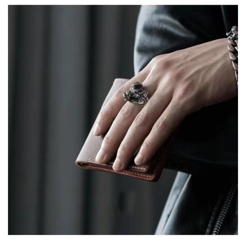 Handmade Vintage Boar Ring Inspired By Tianpeng Marshal Sterling Adjustable Unisex Statement Jewelry
