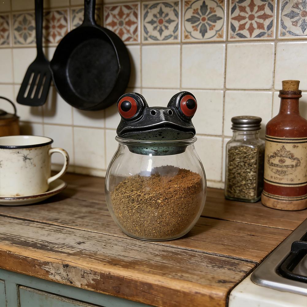 Pcs Handcrafted Witchy Frog Apothecary Spice Jar With Lid Kitchen Food Storage Container Kitchen Decor Jars Gadgets Home