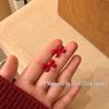 2024 D Retro Wine Red Velvet Rose Pearl Earrings: Hong Kong Style, Autumn/Winter Trend