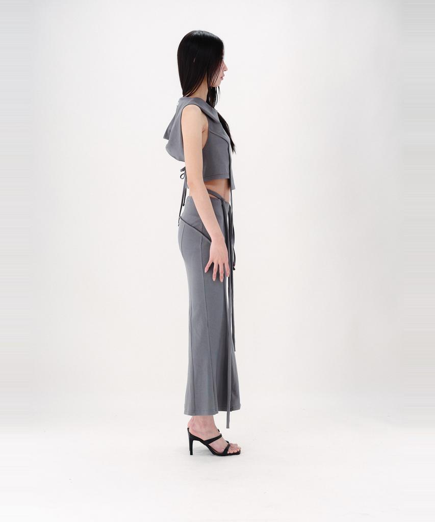 Nogtabeu Curve Strap Long Skirt Grey