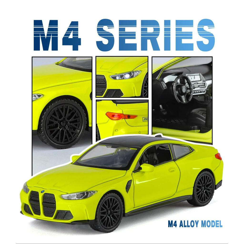 1/32 BMW M4 G82 Coupe Model Mașină Sport din Aliaj Vehicul Metalic Turnat sub Presiune Model Mașină Simulare Sunet și Lumină Colecție Jucărie pentru Copii Cadou