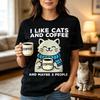 I Like Cats And Coffee And Maybe 3 People Funny Cat Retro Tshirt Y2k Kitten Lover Graphic Apparel Womens Fashion Saying Tee