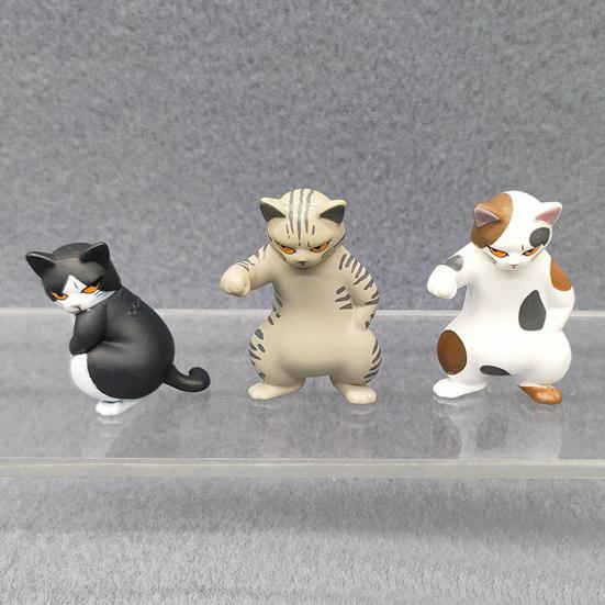 6Pcs Threatening Cat Figurine PVC Cartoon Social Kitten Statue Animal Sculpture Home Office Desktop Bookshelf Decoration Ornament