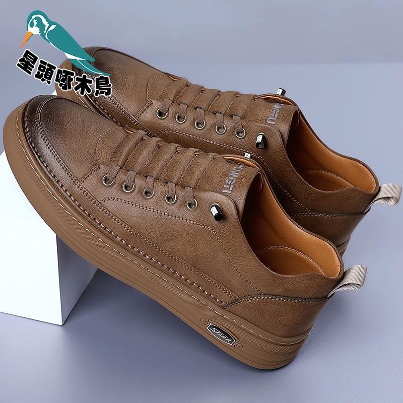 

Star-headed woodpecker leather shoes men s genuine leather 2025 spring new trend soft-soled shoes 44