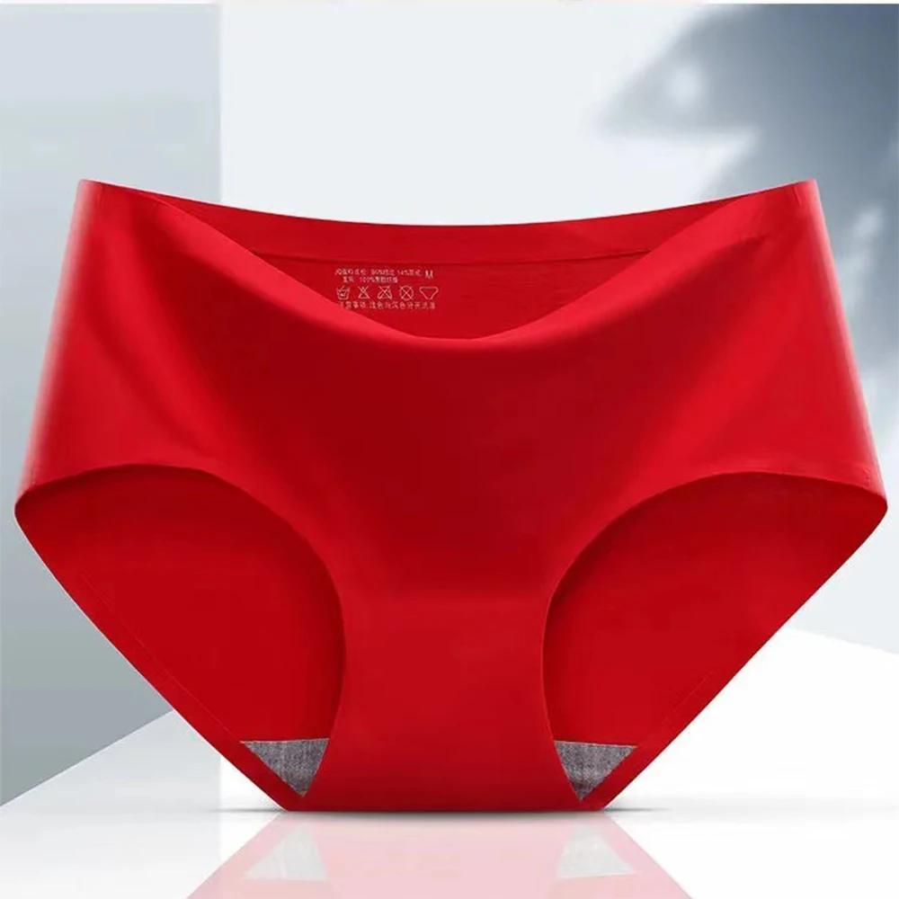 3Pcs Invisible Painties Women Seamless Briefs Ladies Solid Color Ultra-thin Underwear Girls Plus Size Panty M-XXL