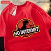 No Internet Fun Little Dinosaur Short Sleeve Mens Cartoons Cotton Tshirt Summer High Quality Clothing Fashion Oversize T-Shirts