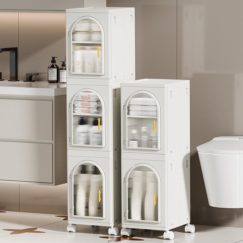 28cm Toilet Storage Cabinets, Bathroom Cabinets, Kitchen Shelves, Foliding Storage Cabinet 4Layers