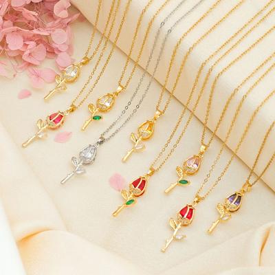 Necklace Romantic Rose Temperament Light Luxury Gorgeous Accessories High Sense Versatile Non-fading Necklace