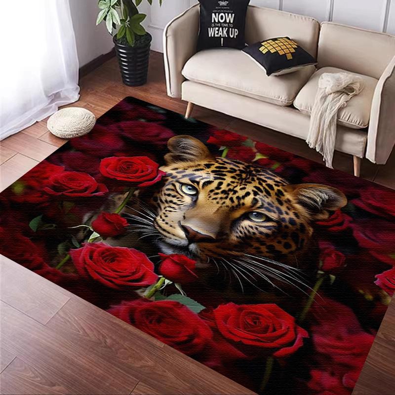 Rose leopard print carpet African cheetah room decoration Large Area Rugs Living Sofa Doormat Non Slip Hallway Balcony Floor Mat