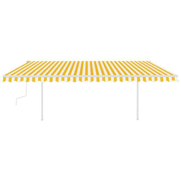 Auvent rétractable manuel VIDAXL 5x3m Jaune et blanc - Protection UV pour terrasse, balcon et jardin