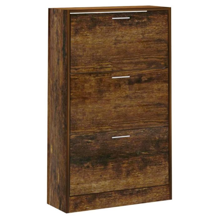 342555 vidaXL Armoire à chaussures Chêne fumé 63x24x103 cm Bois d'ingénierie
