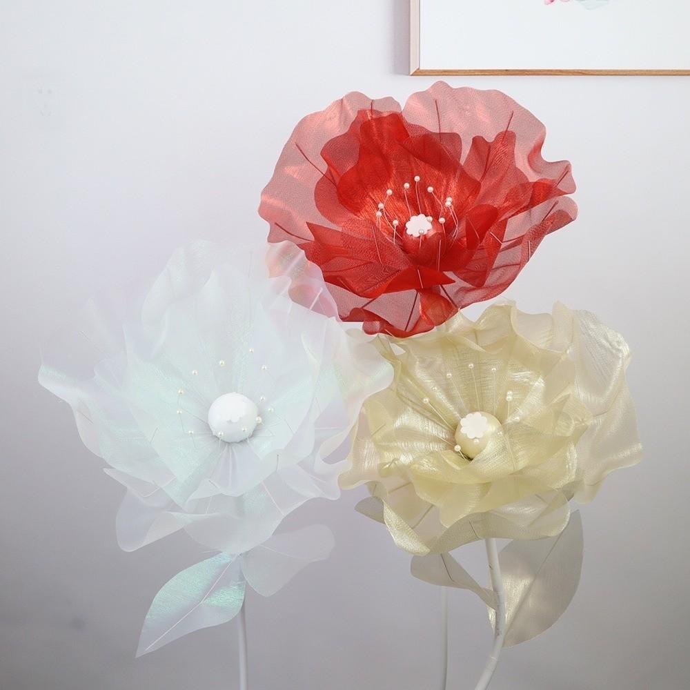 50cm 3D Gaze Künstliche Blume Schimmernder Effekt Große Riesige Netzblume Haus Garten Dekoration