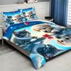 Cute Cat Dog Pattern 3D Printed Bedding Set Cute Animal Romantic Couple Theme Duvet Cover Soft Comfortable Luxury Quilt Cover