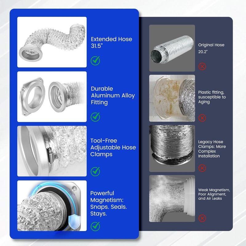 DVC-180 Magnetic Clamp Dryer Exhaust Hose Connection Kit Air-Tight Sealed Dryer Exhaust Hose Connection Kit Easy-Clean Quick-Release Coupling