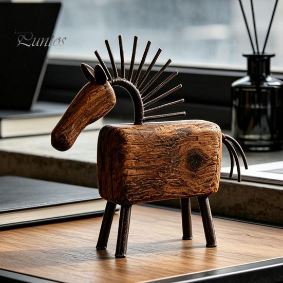 Rustic Horse Decoration Artistic Abstract Figurine, Statue for Desk Desktop Animal Sculpture Decoration, Farmhouse Shape Home Office