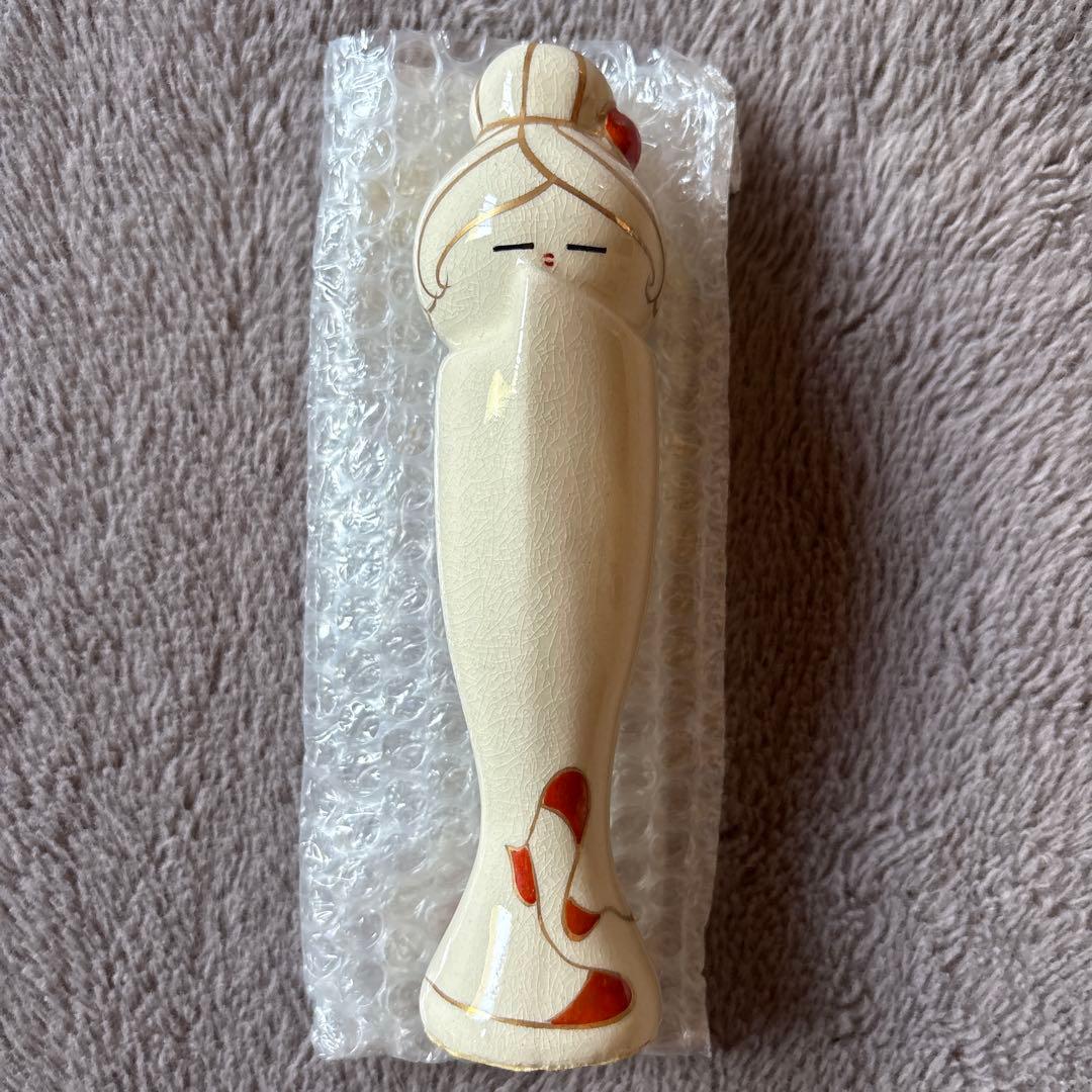 Satsuma ware (Shiro Satsuma) ceramic kokeshi / figurine Abeno Kihide