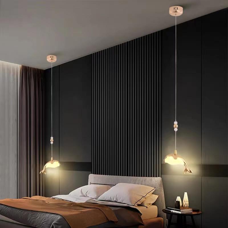 2024 new LED personalized creative luster whale chandelier for bedroom bedside pendant lights hanging lamp interior lighting