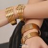 European-American Fashion Rhinestone Inlaid Wide Band Stainless Steel Bracelet for Women