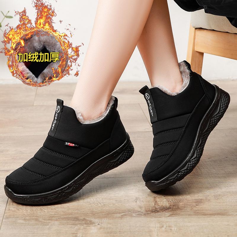 25 New Old Beijing Cloth Shoes Women's Fleece Thickened Casual Short Boots Winter Warm Mother Shoes Non-slip Cotton Shoes Women
