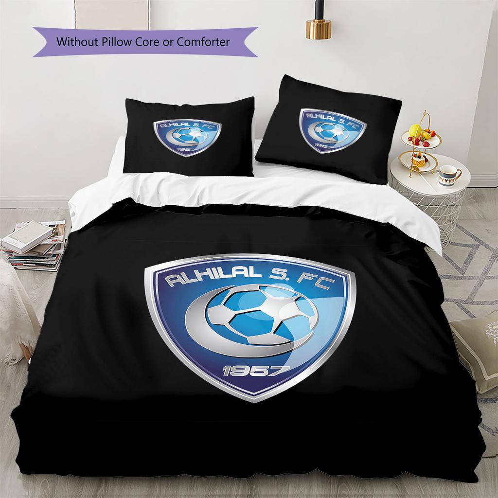 Al Hilal SFC Pattern Bedding,Quilt Set Quilt Cover Pillowcase Home Birthday Gift(1 * Duvet Cover + 2 * Pillowcase, Without Core)