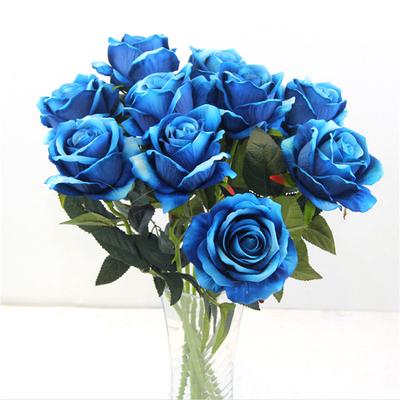 Home Decor Artificial Fake Roses Flannel Flower Bridal Bouquet Wedding Party