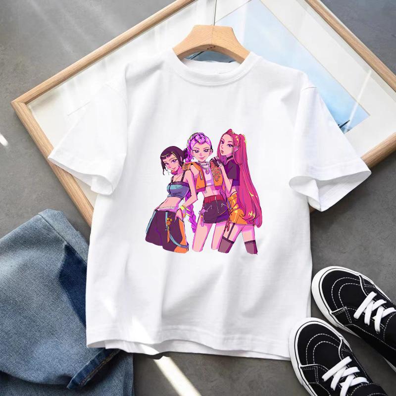 Kpop Demon Hunters Barneklær Kortarmet T-skjorte Søt K-pop Demon Hunters Tiger Harajuku T-skjorte for Gutter Jenter