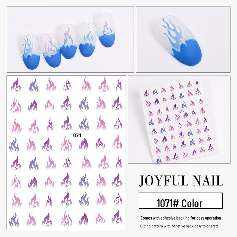 Colorful Flame Nail Art Stickers: Spicy Girl Style Decorative Adhesive Decals
