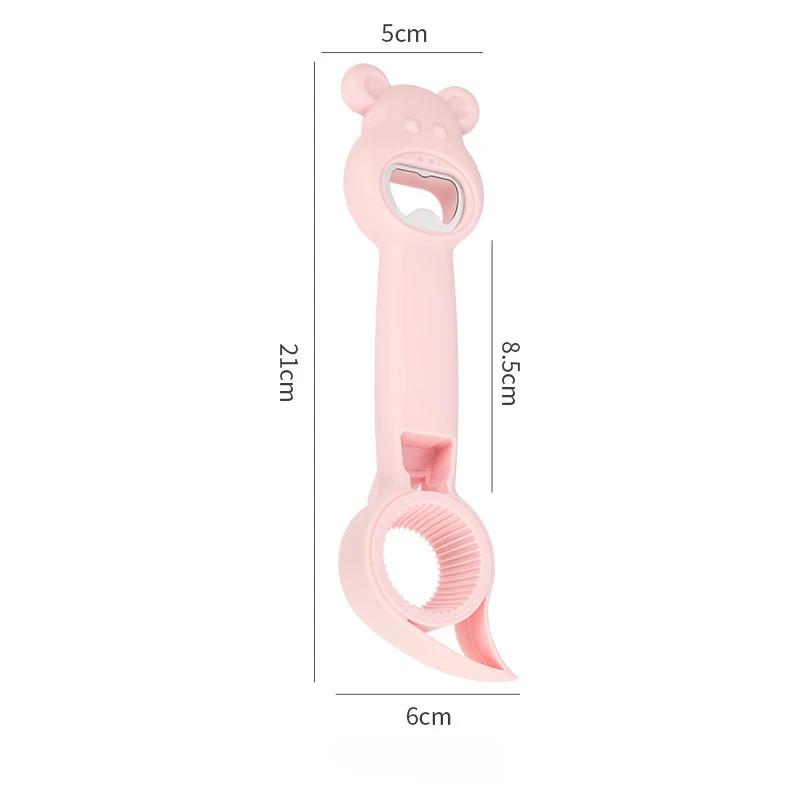 

New 4 in 1 Multi Function Bottle Opener,Multi Kitchen Tool for Jelly Jars,Wine, Beer and other Use for Children,Elderly рожевий