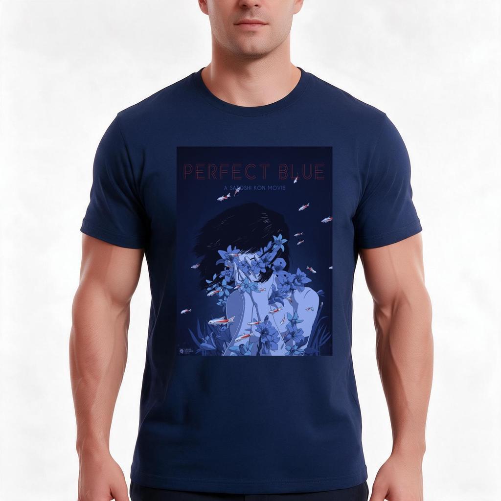 Perfect Blue Poster Poster Tshirt Summer Casual Cotton Tee Oversized Streetwear Tops Vintage Graphic Print Unisex Unisex Unisex