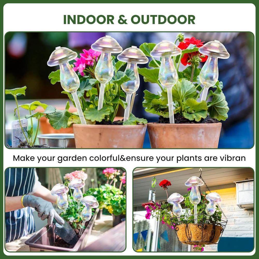 2pcs Plant Watering Globes Self Watering Planter Insert Plant Watering Devices Glass Watering Bulbs for Mushroom Watering Globes Top-Fill Watering