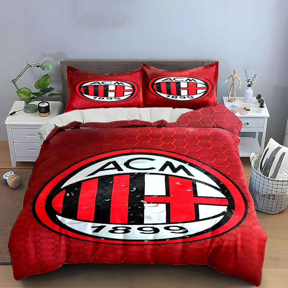 Motivo logo AC Milan. Set lenzuola Set copripiumino Copripiumini Federe(1*Copripiumino 2*Federe senza imbottitura piumone)