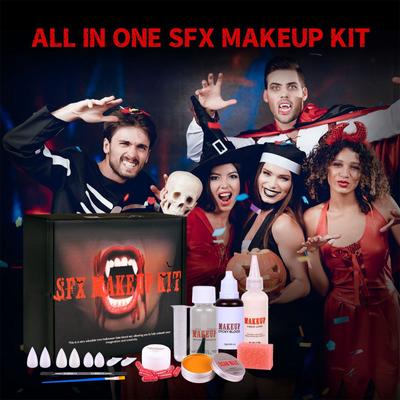 Halloween-Make-up-Set, flüssiges Latex, Narbenwachs, Kunstblutkapseln, Reißzähne usw., Make-up-Set für Spezialeffekte, 10 ml