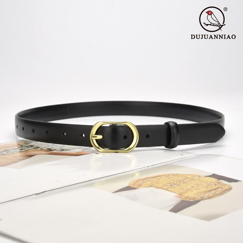 Simple Oval Buckle Pin Buckle Women'S Belt Leather Decorative Suit Skirt Women'S Belt Women