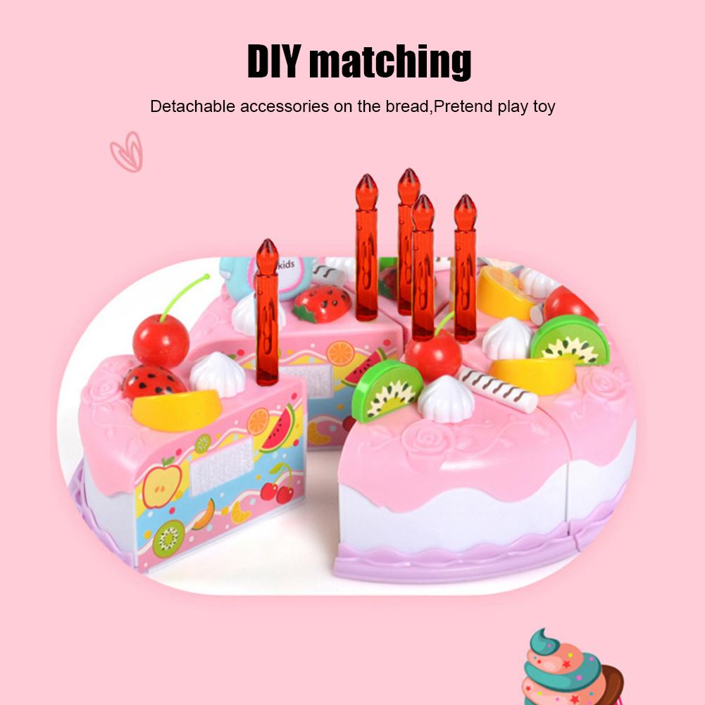 Simulation DIY Birthday Cake Pretend Play Children Educational Toy for Boys GirlsPink