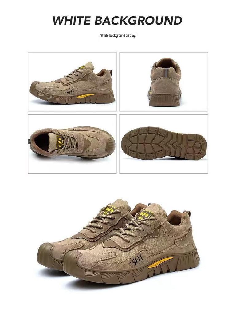 Men's Anti-Smash Steel Toe Work Shoes – Lightweight, Breathable, Puncture-Resistant, Anti-Slip, and Comfortable Construction Site Safety Footwear.