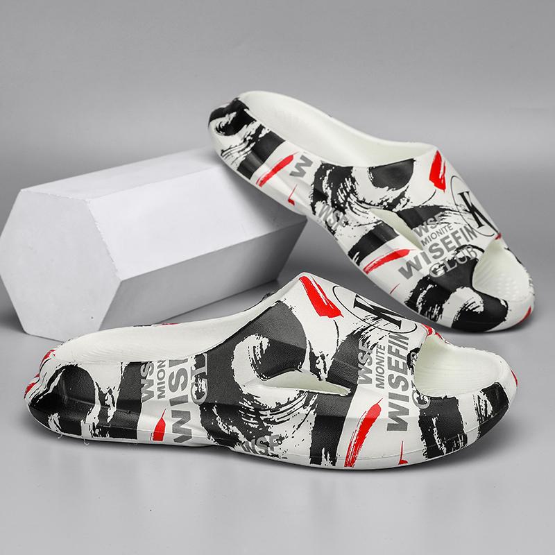 

Модные мужские тапочки с ощущением, как от какашки, сандалии на толстой подошве, повседневные, больших размеров, ЭВА, ультралегкие, амортизирующие, уличные пляжные туфли 44-45 белый