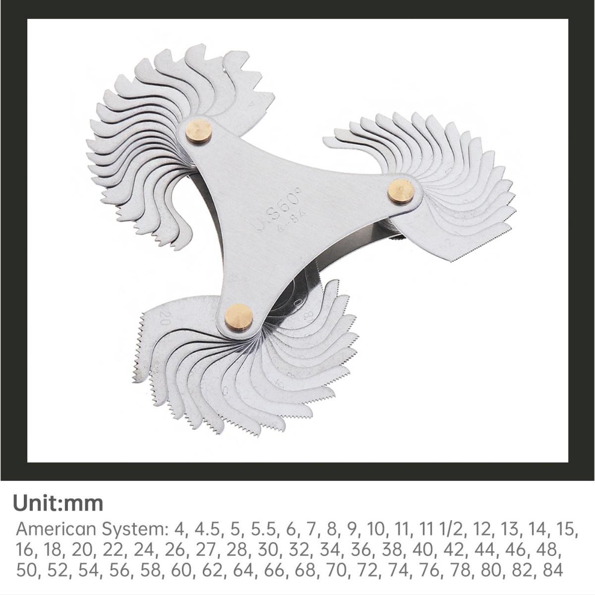 

20-58 шт. лезвий, измеритель шага резьбы, метрический, имперский и американский измеритель резьбы SAE Whitworth 55/60 градусов, метрические инструменты для измерения резьбы 51Blades
