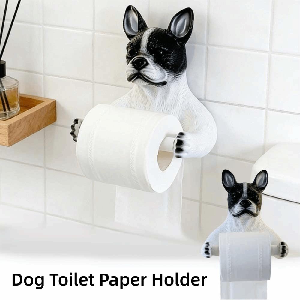 Cute Dog Toilet Paper Holder Dispenser Decorative Dog Toilet Roll Holder Space Saving 3D Dog Shape Wall Mounted Roll Rack RV