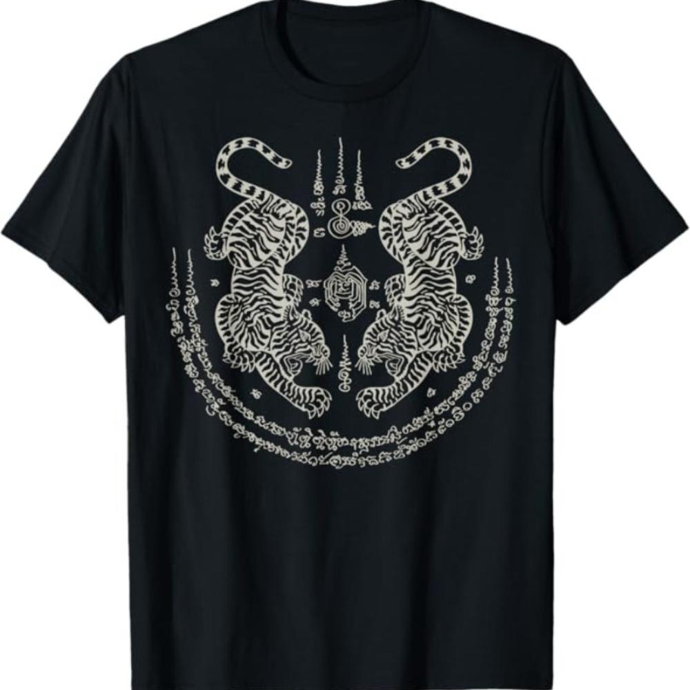 Suea Koo Twin Tigers Sak Yant Gifts Unisex T Shirt Unisex Tee Summer Novelty Streetwear Casual Trendy Oversized Harajuku Oneck Top