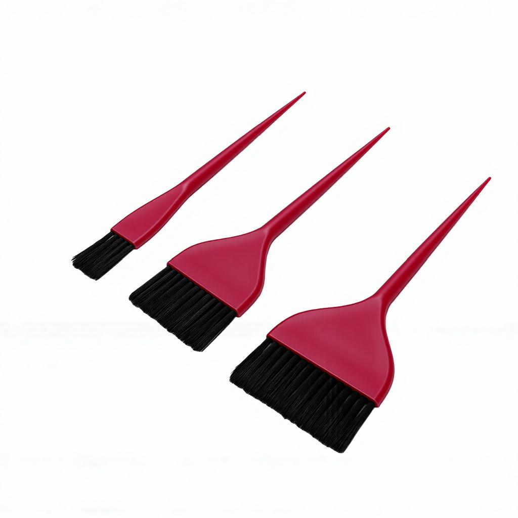 Pinceau de coloration pour cheveux à long manche contrôle précis pinceau de coloration capillaire pour débutants professionnels Rosé Sanguin Lot de 3 pièces